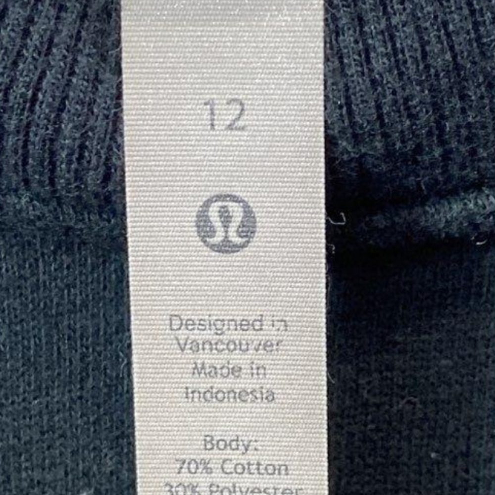 Lululemon Women's Black Laced Up Sleeve Detail Cropped Crewneck Sweatshirt sz 12 - Picture 3 of 3